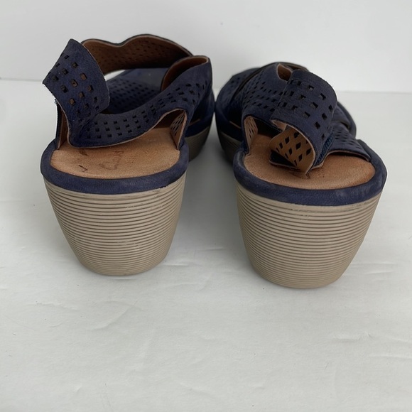 Clarks Artisan Women’s Reedly Variel Nubuck Wedge Sandals Black 9 - Picture 4 of 8